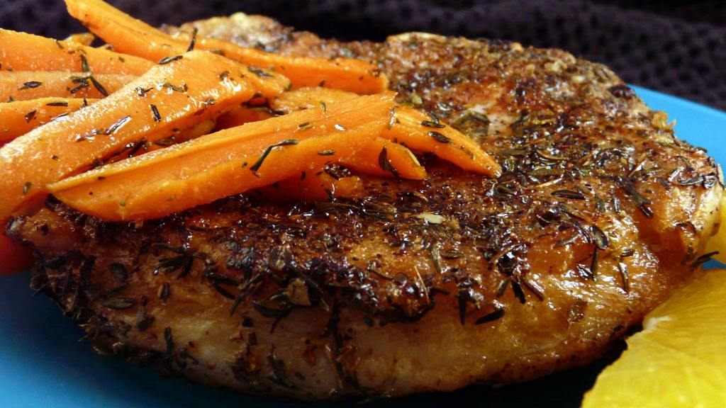 Pan Seared Pork Chops With Glazed Carrots created by PaulaG