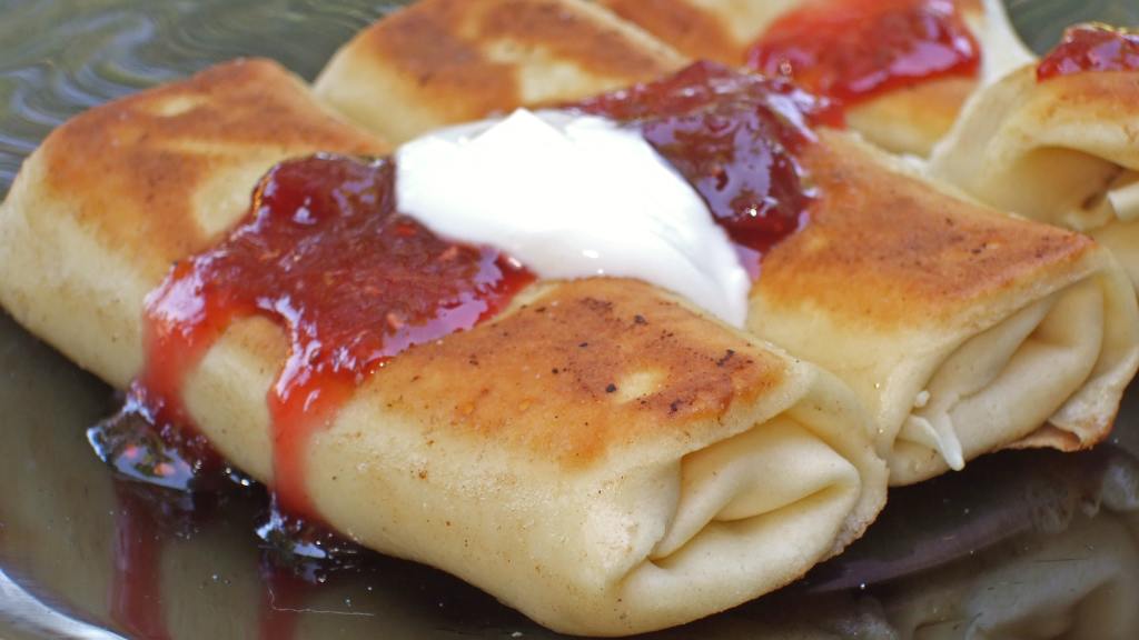 Cheese Blintzes With StrawberryRhubarb Compote Recipe