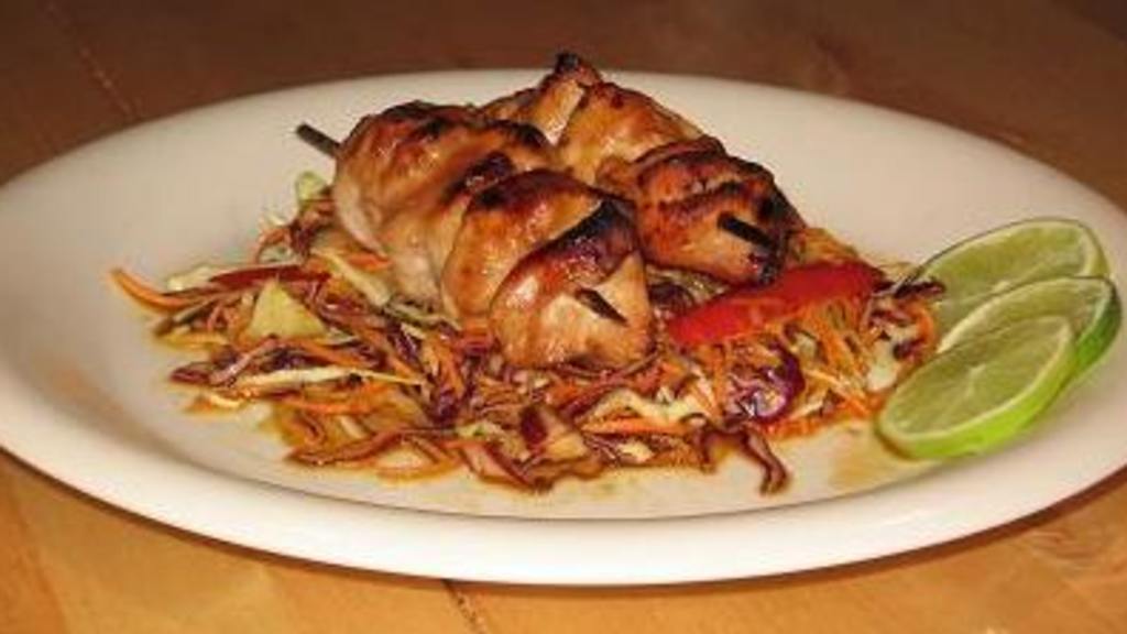 Szechuan Chicken Skewers With Singapore Cole Slaw Recipe