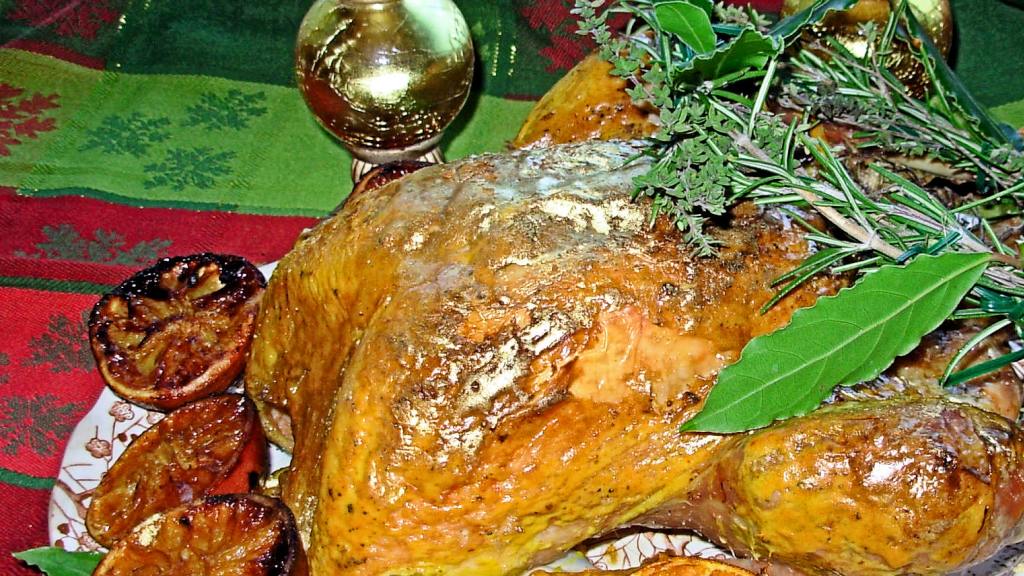 Gilded Saffron and Butter Basted Roast Turkey With Herb Garland Recipe