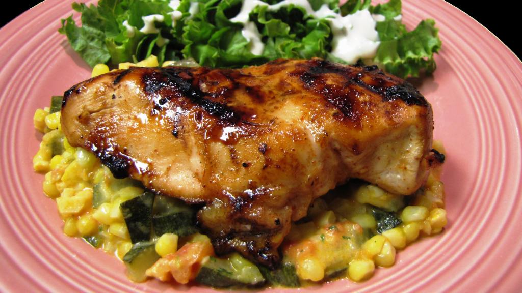 Pepper Jelly Glazed Chicken With Corn and Zucchini Recipe