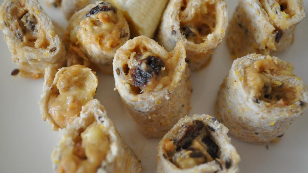 Peanut Butter, Banana and Sultanas Sandwiches or Pinwheel Style Recipe