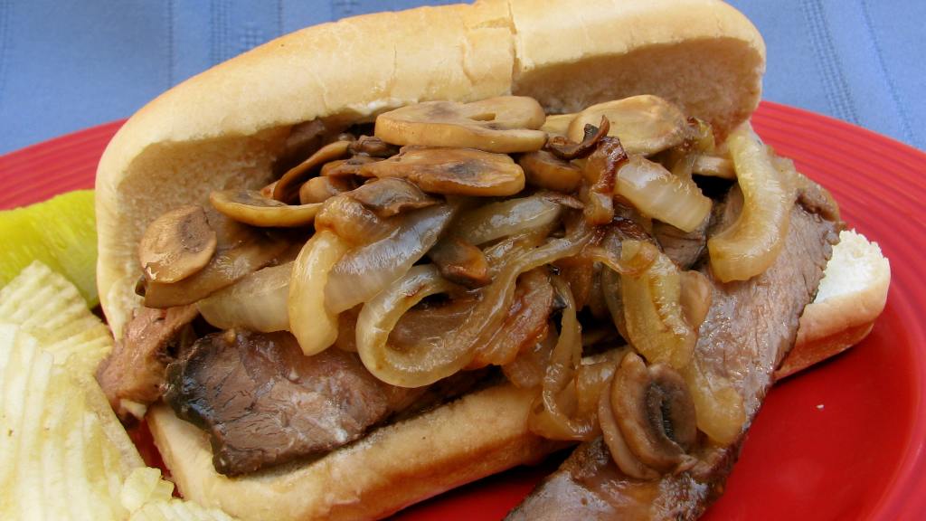 Grilled Steak Sandwich With Mushrooms and Caramelized Onions Recipe