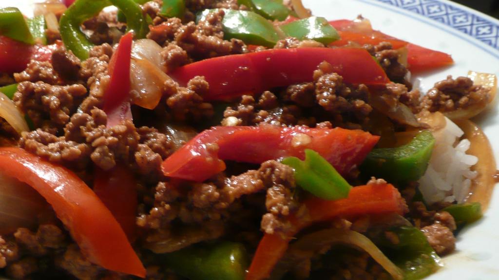 Asian Ground Beef, Pepper and Onion Saute Recipe