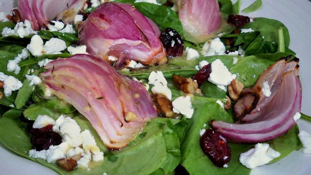 Spinach Salad With Roasted Red Onions, Pecans, Dried Cranberries Recipe