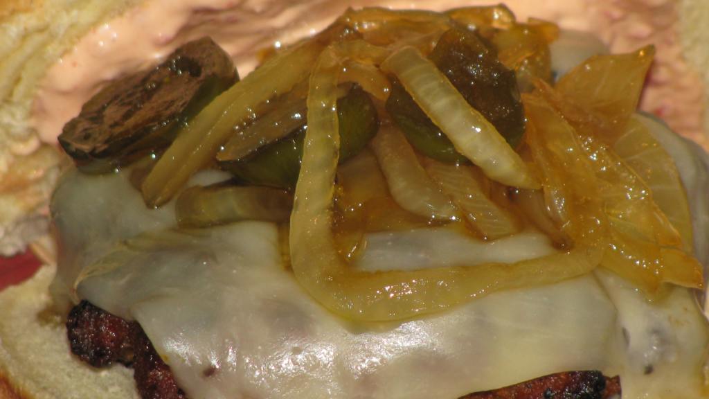 Latin Burgers With Caramelized Onion & Jalapeno Relish Recipe