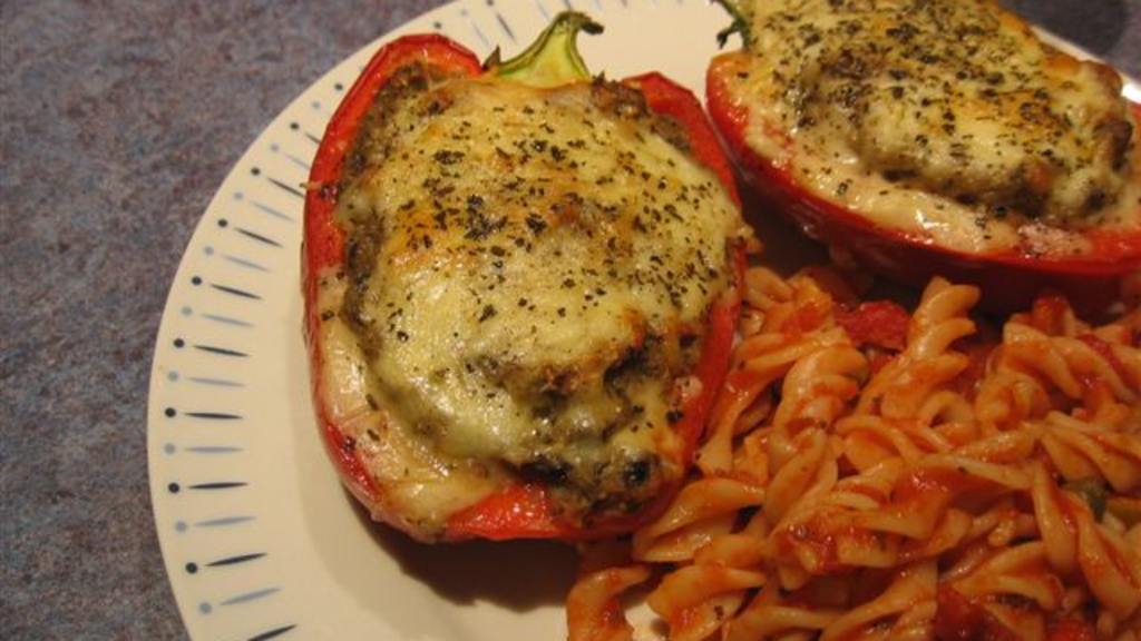 Peperoni Ripieni ( Italian Stuffed Bell Peppers With Eggplant) created by Chickee