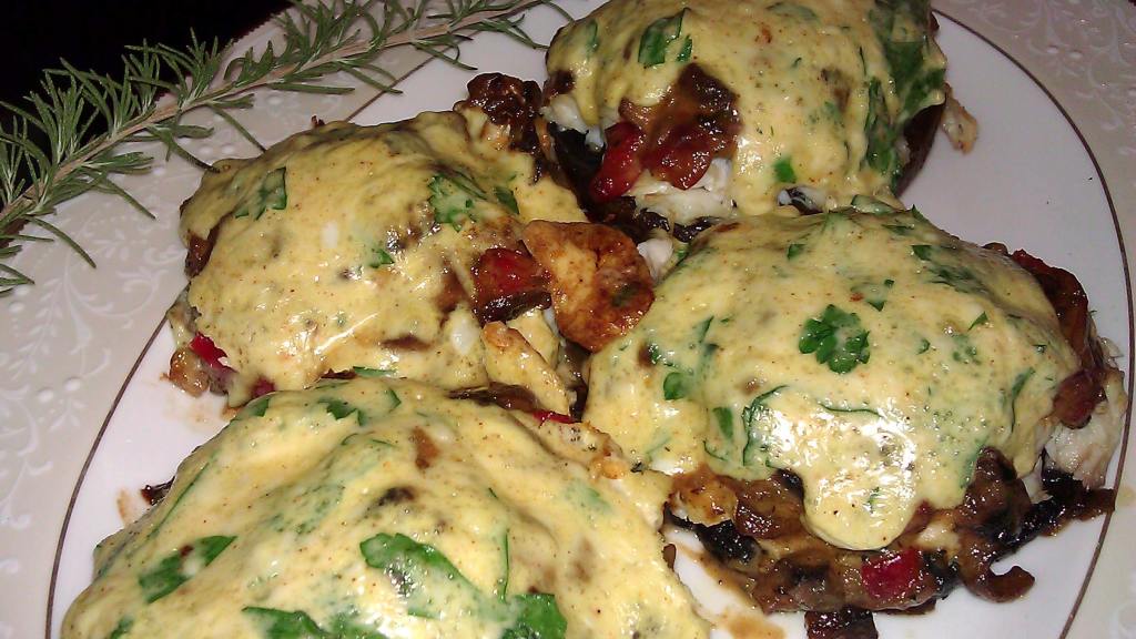 Portabella Mushrooms Topped With Crab Imperial a La John Shields Recipe