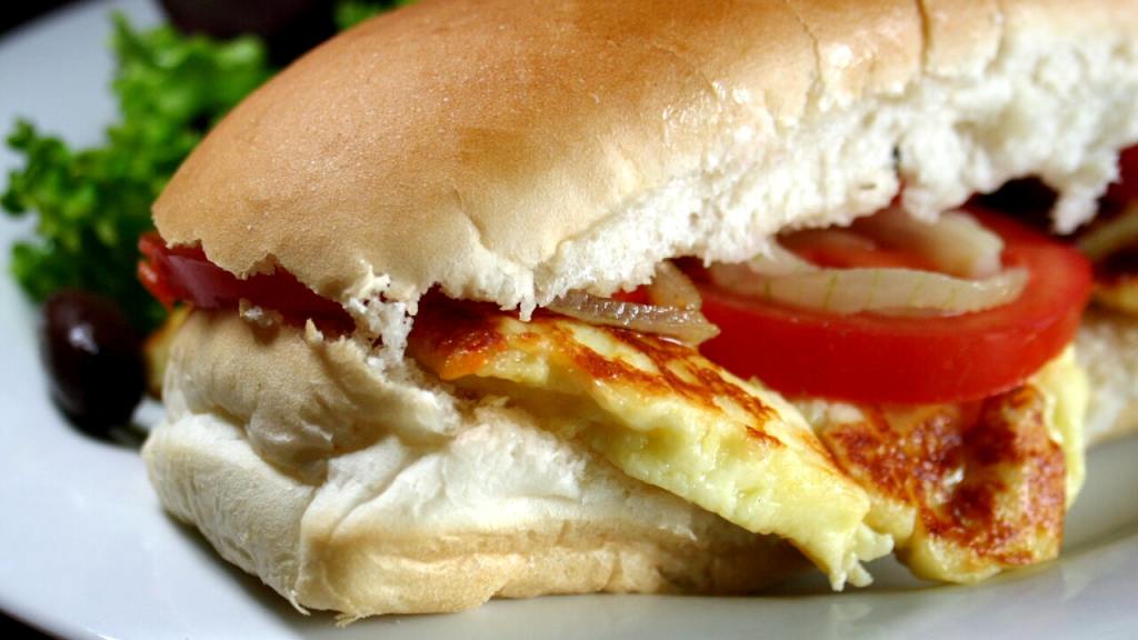 The Traditional Cyprus Sandwich With Halloumi, Onions and Tomato created by Chef floWer