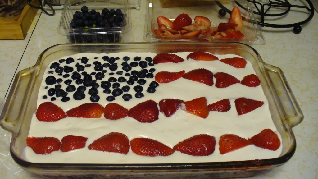 4th of july flag jello cake