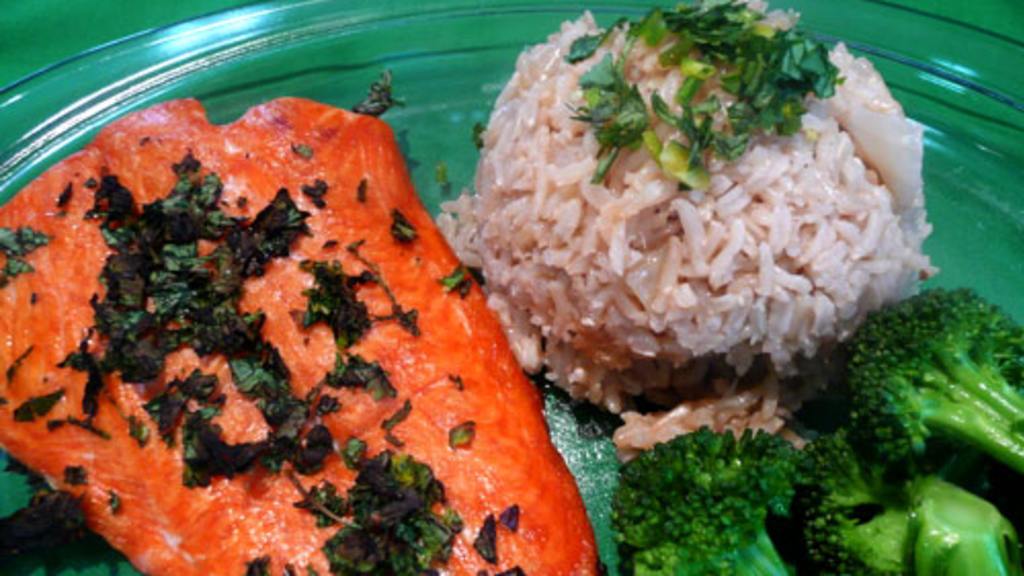 Grilled Chilli & Cilantro Salmon With Ginger Rice Recipe