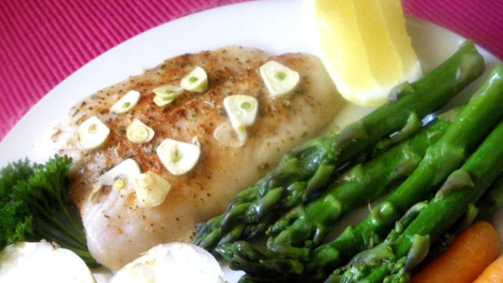 10-Minute Baked Halibut With Garlic-Butter Sauce created by Bergy