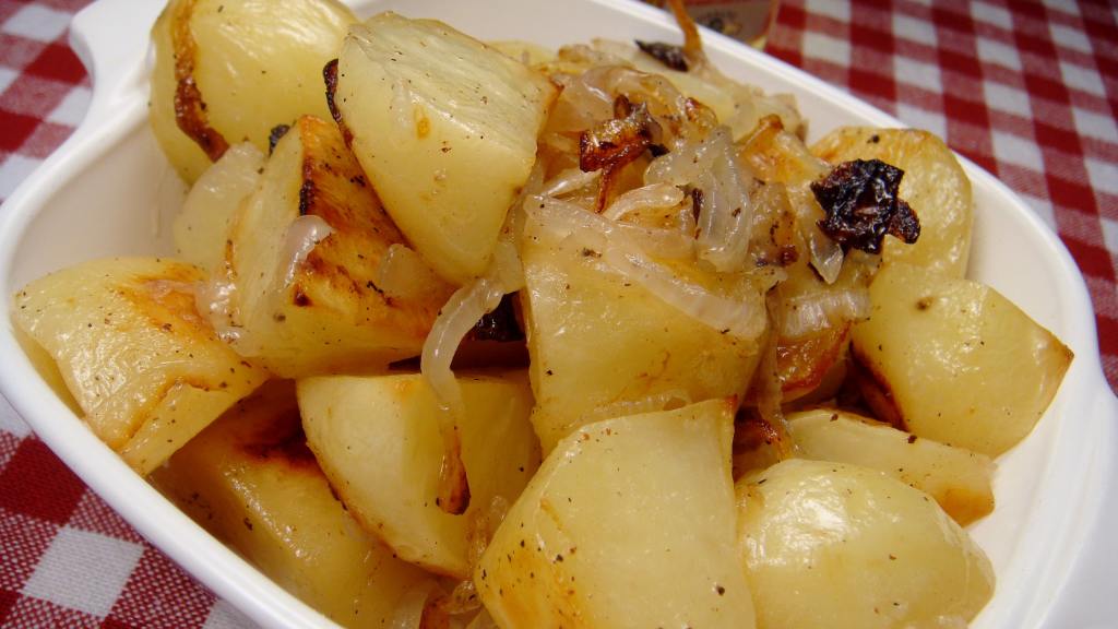 Roasted New Potatoes With Caramelized Onions and Truffle Oil Recipe