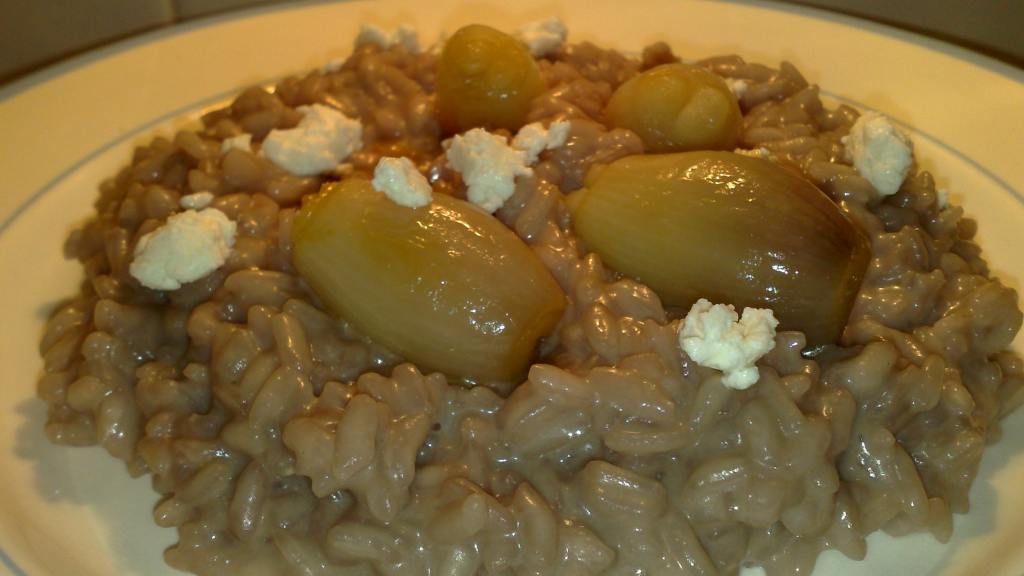 Red Wine and Goats Cheese Risotto With Caramelised Baby Onions Recipe