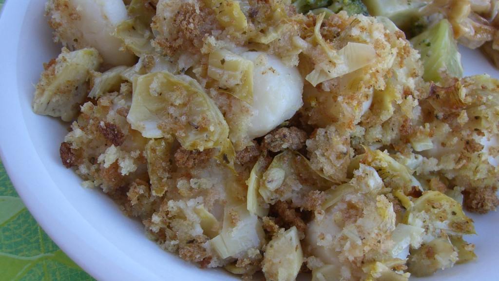 Baked Fish With Artichoke Crumb Topping Recipe