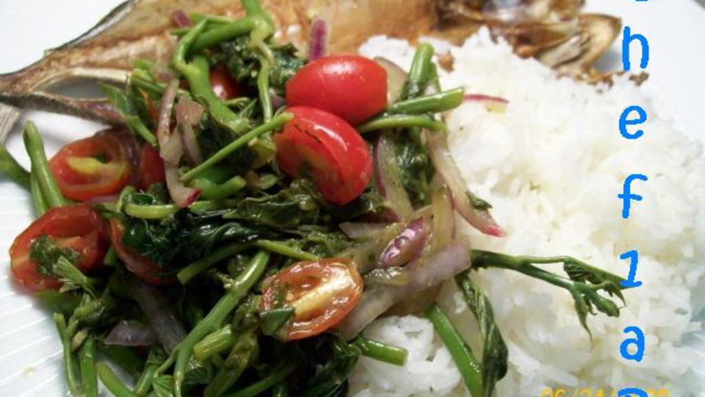 Filipino Spicy Sweet Potato Shoots, Tomato, Onion Salad Recipe - Food.com
