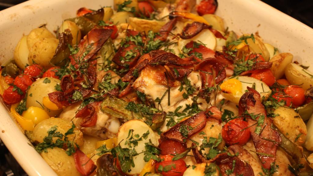 Roast Chicken With Potato, Capsicum and Tomato created by Leggy Peggy