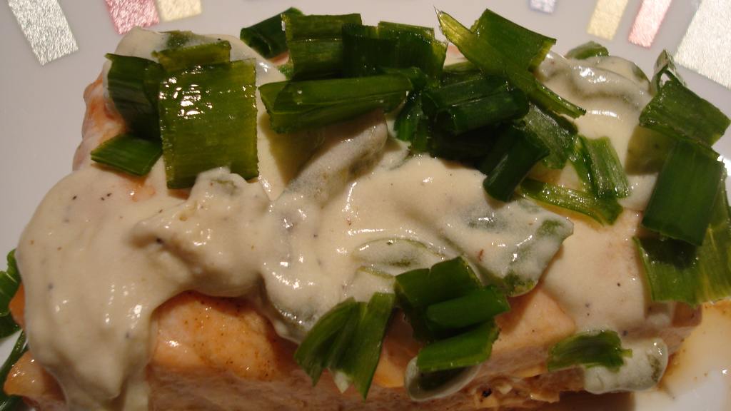 Baked Salmon (with Lime, Jalapeno Chive and Sour Cream Sauce) Recipe