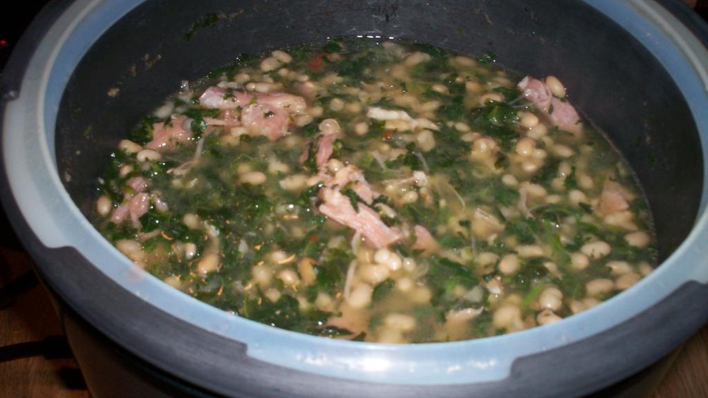 Pressure Cooker Ham and Beans With Spinach Recipe