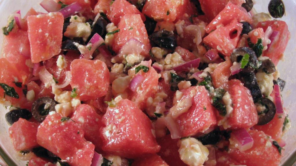 Watermelon, Feta, and Black Olive Salad created by Papa D 1946-2012