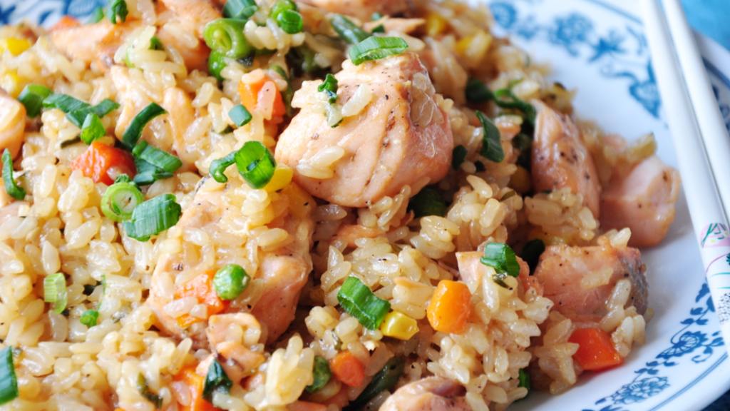 Salmon Pilaf With Green Onions Recipe