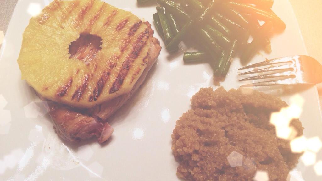 Healthy Asian Ahi Tuna With Grilled Pineapple and StirFried Gre Recipe