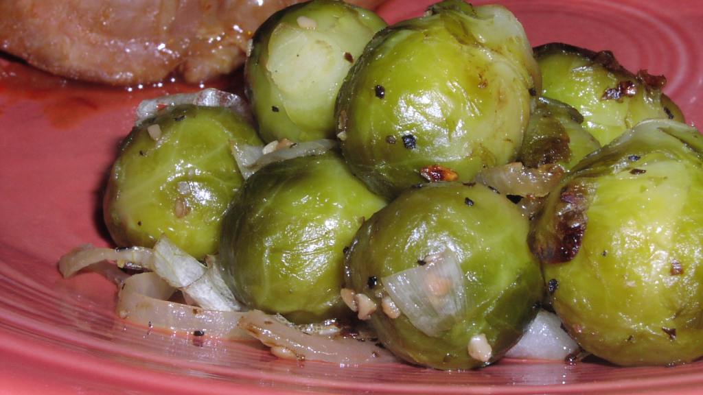 Roasted Brussels Sprouts With Garlic and Onions Recipe