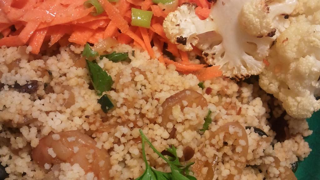 Date and Olive Couscous With Garlic Shrimp Recipe