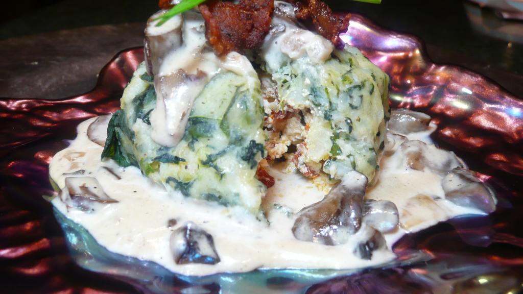 Mediterranean Stuffed Potato Dumplings With Mushroom Cream Sauce Recipe