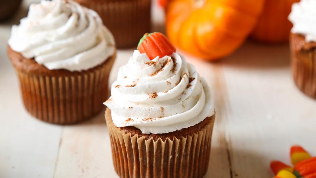Pumpkin Spice Cupcakes With Cream Cheese Frosting Recipe created by Probably This