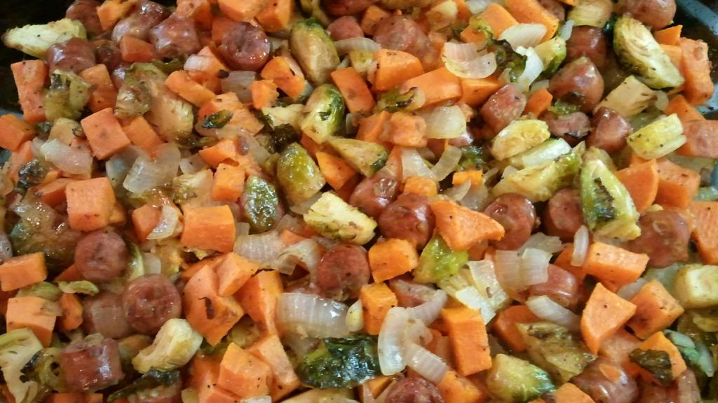 Brussel Sprout & ChickenApple Sausage Bake Recipe