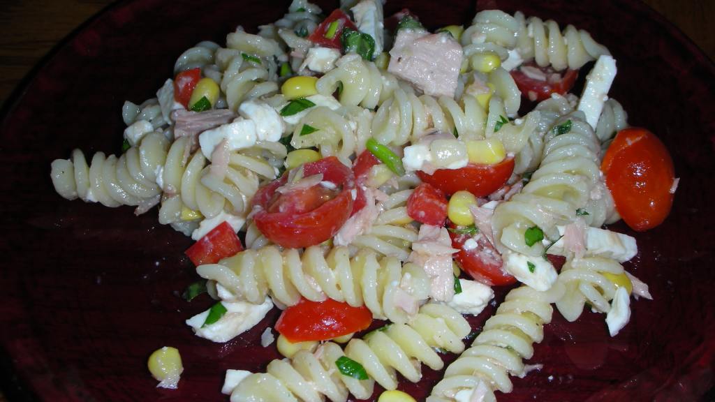Pasta Salad With Tuna, Corn and Cherry Tomatoes Recipe