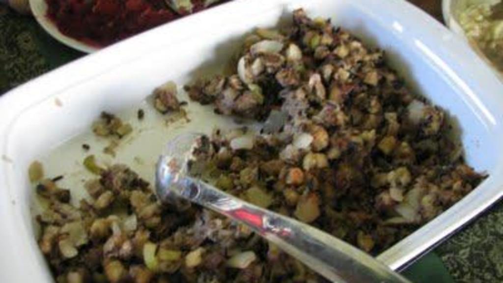 Holiday Stuffing With Mushrooms, Pine Nuts, Sausage, Wild Rice Recipe