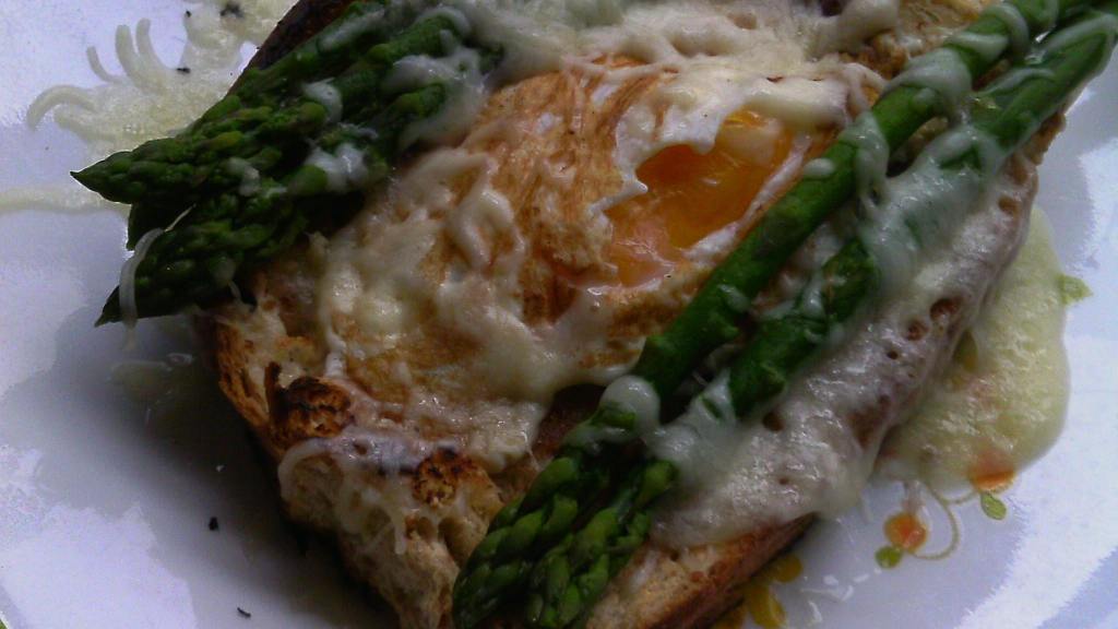 Egg in a Basket Grilled Cheese With Asparagus created by Dienia B.