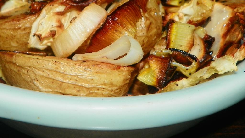 Roasted Potatoes, Leeks and Cabbage Recipe