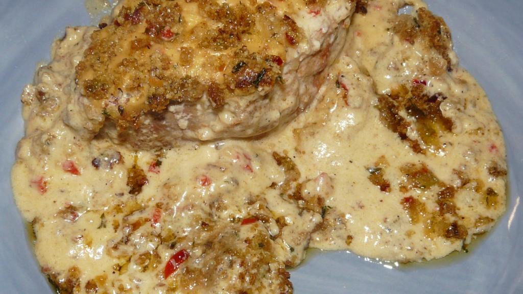 Stuffing-Filled Pork Chops with Cream Sauce created by MoggyK9