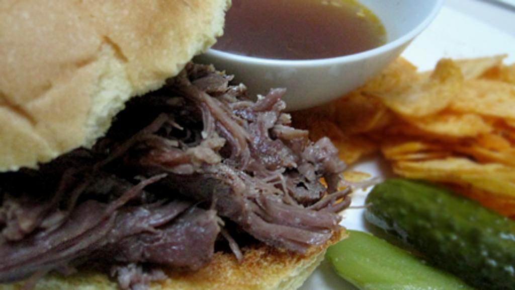 Easy Roast Beef Dip with Au Jus created by Caroline Cooks