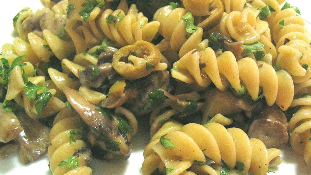 Pasta With Mushroom Garlic Sauce And Olives created by Missy Wombat