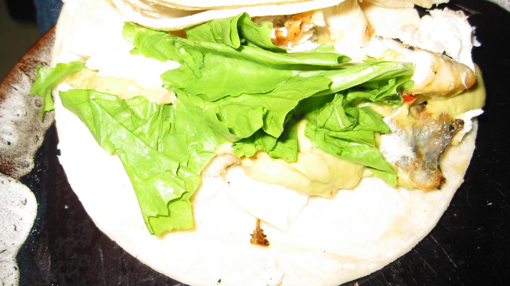 Halibut Fish Tacos with Guacamole Sauce created by Mulligan