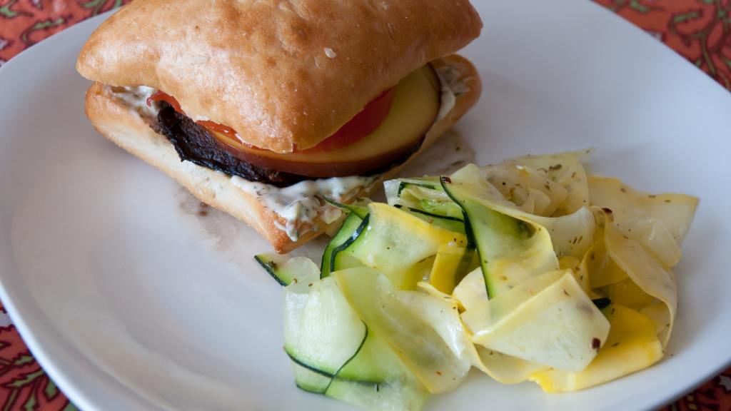 Portabella and Gouda Burger with Garlic Mayo Recipe