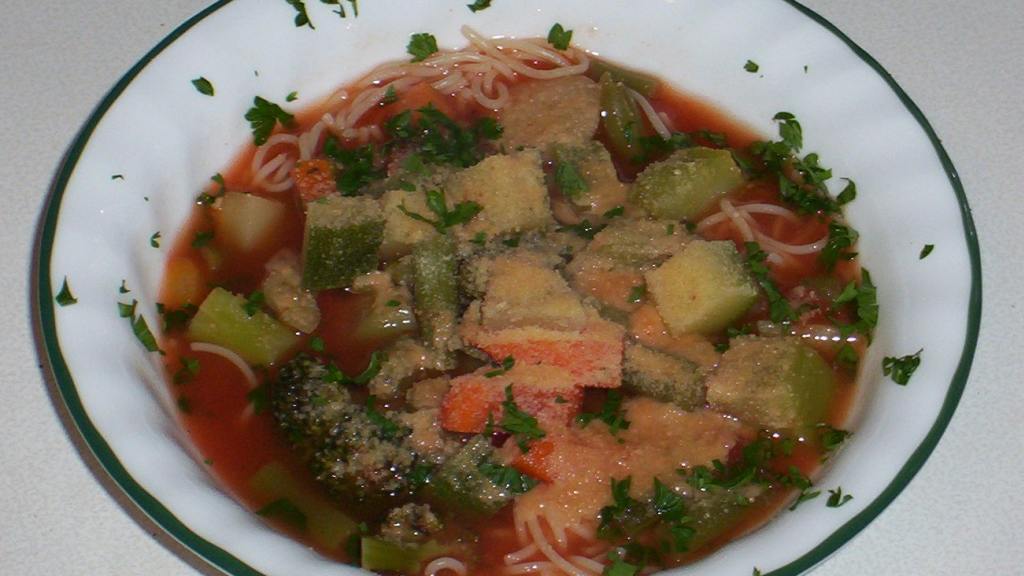 San Francisco Vegetable Soup over Angel Hair Pasta Recipe