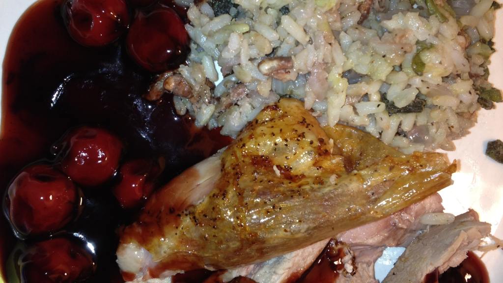 Succulent Stuffed Roast Duck With Balsamic Cherry Sauce Recipe - Food.com