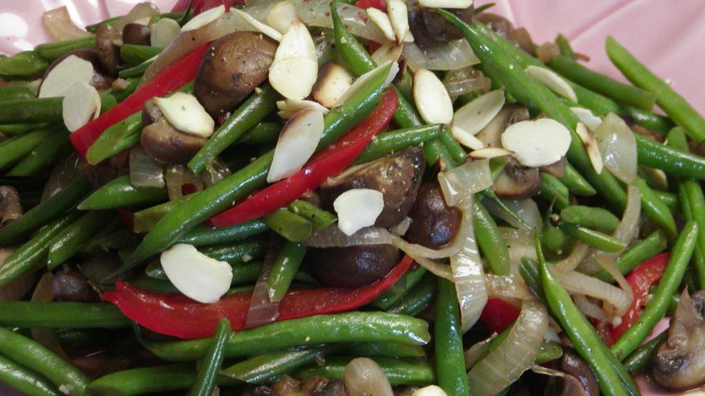 French Baby Beans, Baby Brown Pearl Mushrooms Topped With Almond created by Rita1652