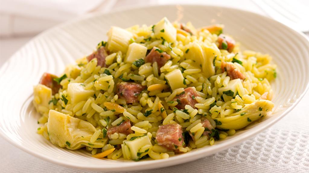 Rice Pilaf Salad With Salami, Artichokes and Provolone Recipe