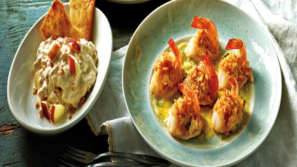 Stuffed Shrimp With Scampi Sauce and ToffeeApple Dip Recipe