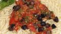Black Olive Pasta Sauce. created by Peter J