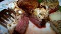 Pub Style Peppered Stilton Steaks With Charred Onions and Chips created by Rita1652