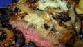 Pub Style Peppered Stilton Steaks With Charred Onions and Chips created by French Tart