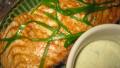 Baked Salmon With Green Onion Garnish created by threeovens