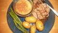 Oven Pork Roast With Applesauce, Baby Potatoes, Gravy and Aspara created by ElizabethKnicely